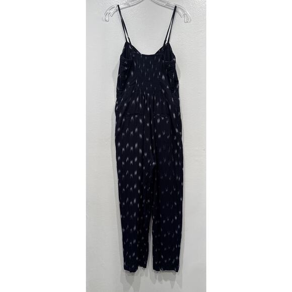 Elevenses Blue Ikat Print Zip Front Jumpsuit Women’s Size 8 Anthropologie Boho - Picture 5 of 10